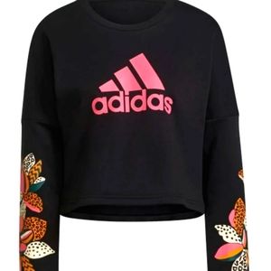ADIDAS TRENDY FARM RIO LOOSE CROPPED FLEECE SWEATSHIRT  S